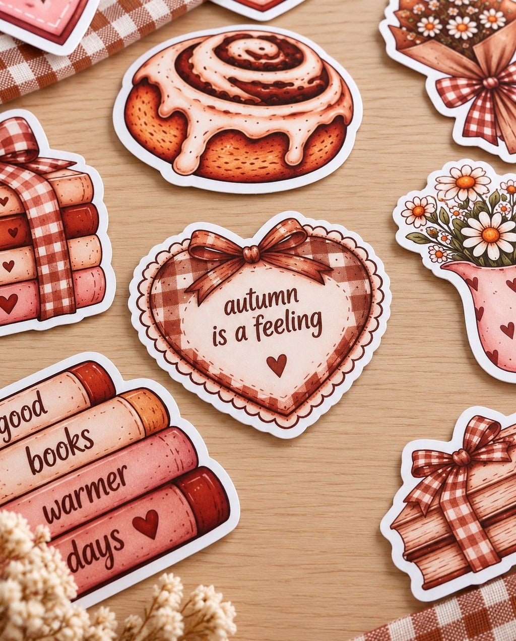 Close-up of Cosy Season autumn sticker designs