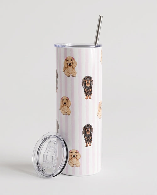 Personalised dachshund 20oz tumbler with straw and lid